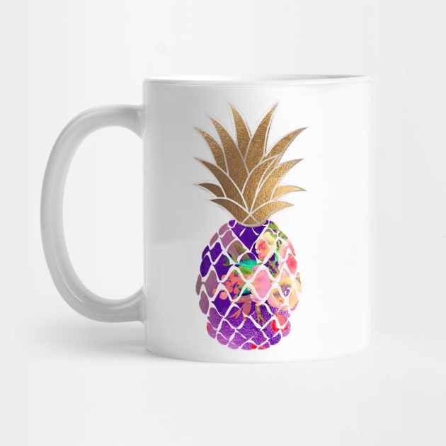 Aloha pineapple, purple + faux gold by PixDezines